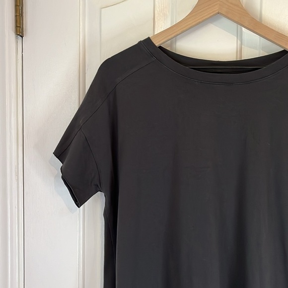 Eileen Fisher | Jewel Neck Short Sleeve Knee Length T-Shirt Dress Medium Gray - Picture 4 of 10